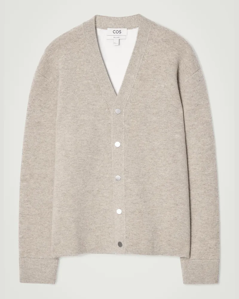 COS Strickjacke Aus Doubleface-Wolle Mit V-Ausschnitt Beige