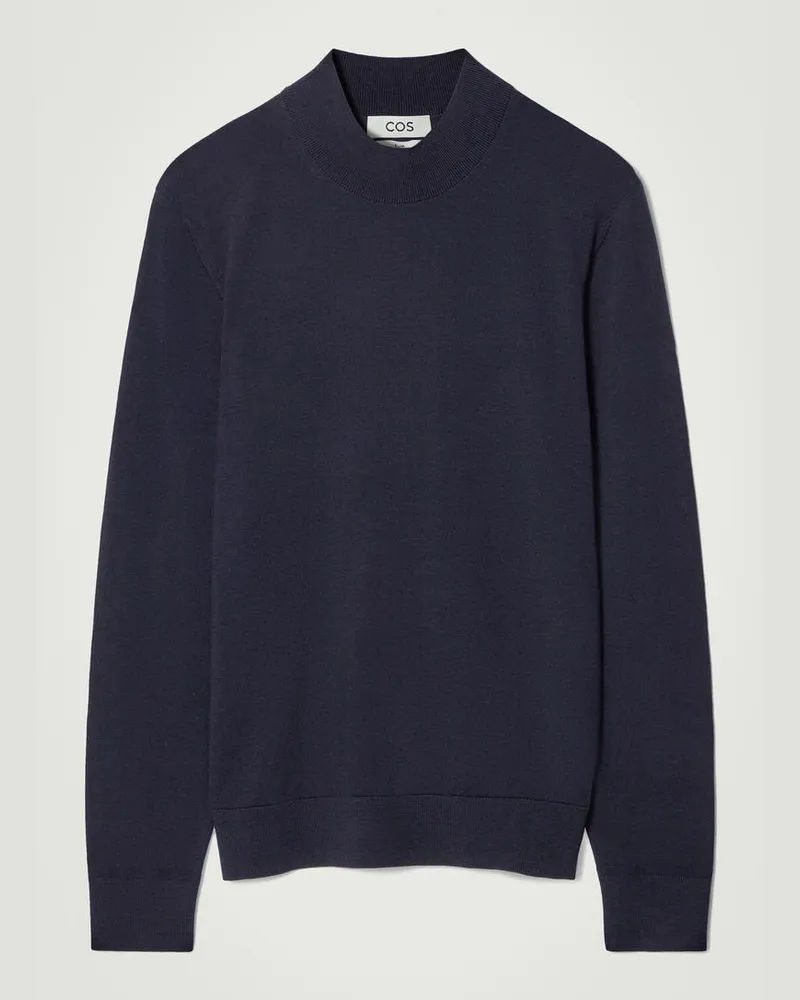 COS Schmaler Pullover Aus Merinowolle Mit Stehkragen Blau