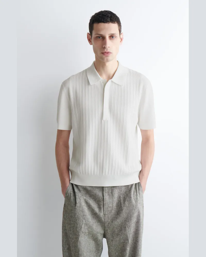 COS Poloshirt Aus Baumwolle Mit Einsätzen Weiß