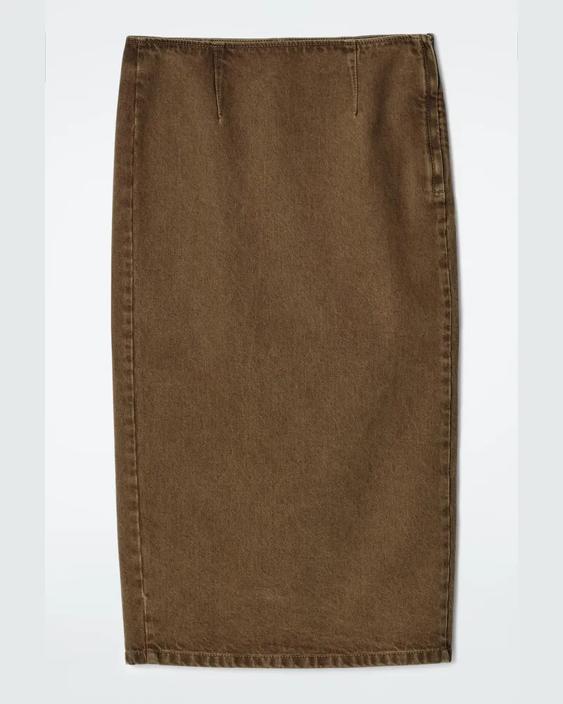 COS Gerade Geschnittener Midirock Aus Denim Beige