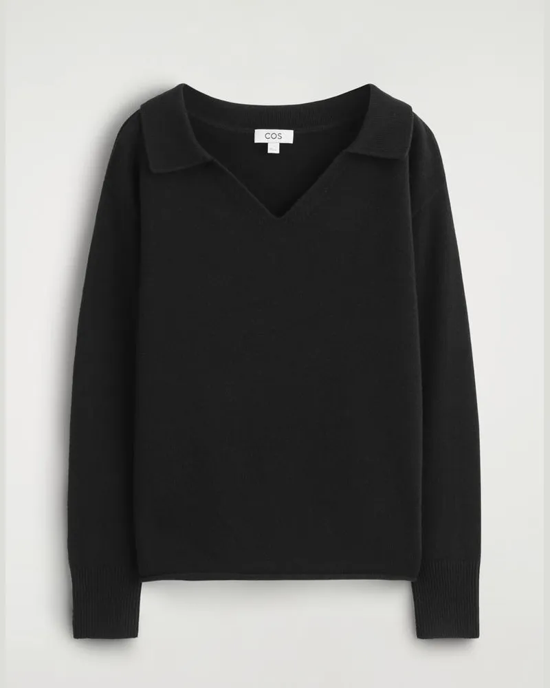COS Polopullover Aus Merinowolle Schwarz