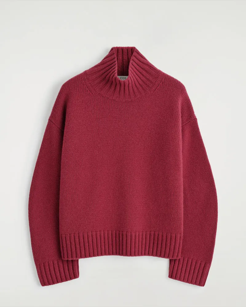COS Kaschmirpullover Mit Hohem Kragen Rot