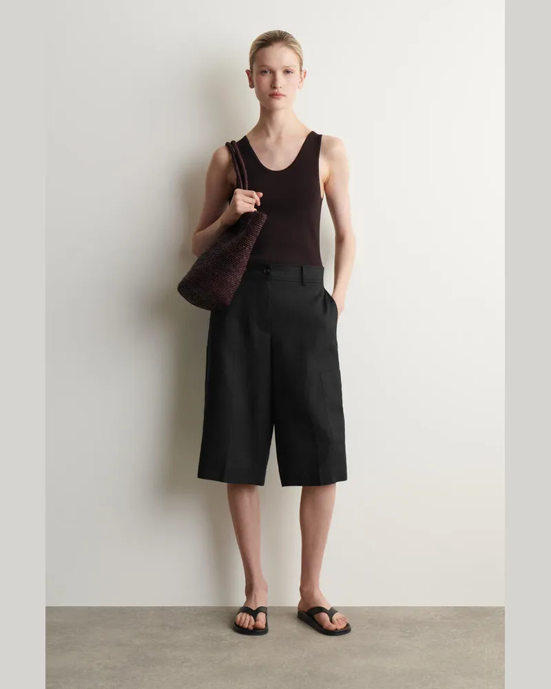 COS Utility-Bermudashorts Aus Leinen Schwarz