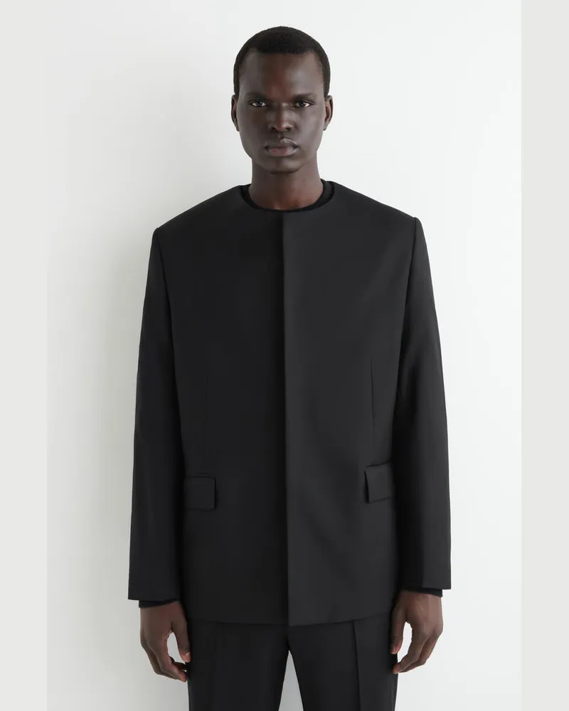 COS Kragenloser Wollblazer Schwarz