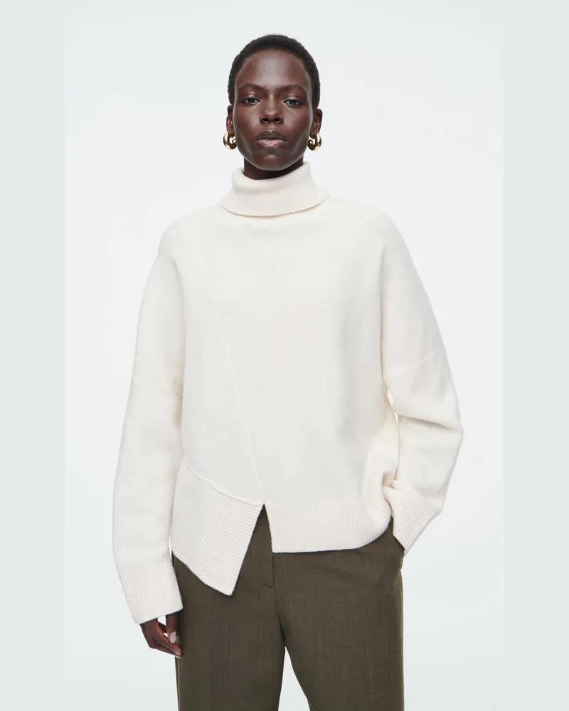 COS Asymmetrischer Pullover Aus Merinowolle Weiß