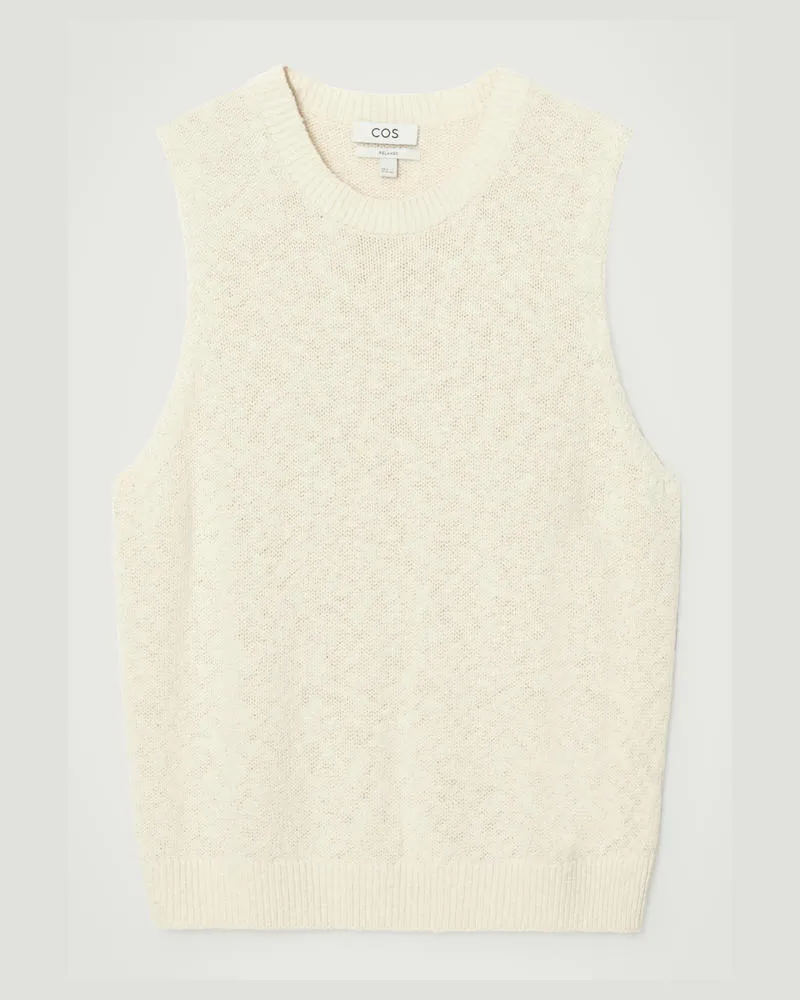 COS Lockerer Melierter Strickpullunder Aus Baumwolle Weiß