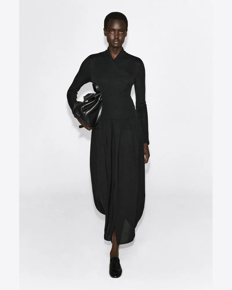 COS Wickelkleid Mit Kontrasteinsatz Schwarz