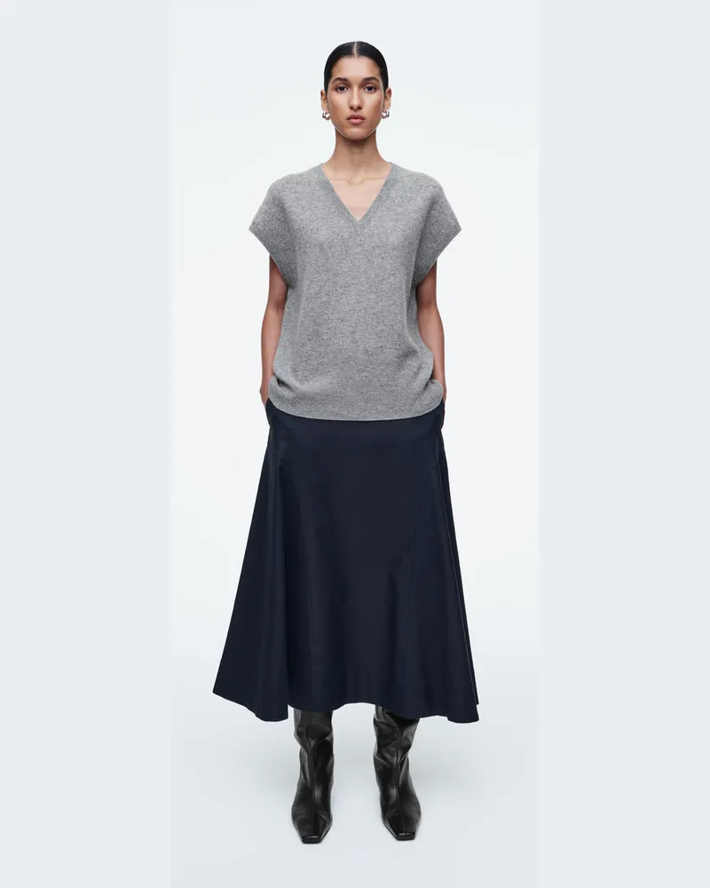 COS Abgerundeter Midirock Blau