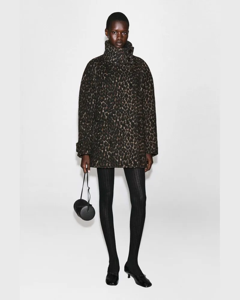 COS Mantel Aus Woll-Mix Mit Leoparden-Print Braun