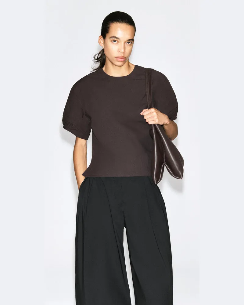 COS Baumwollbluse Mit Biesen Braun