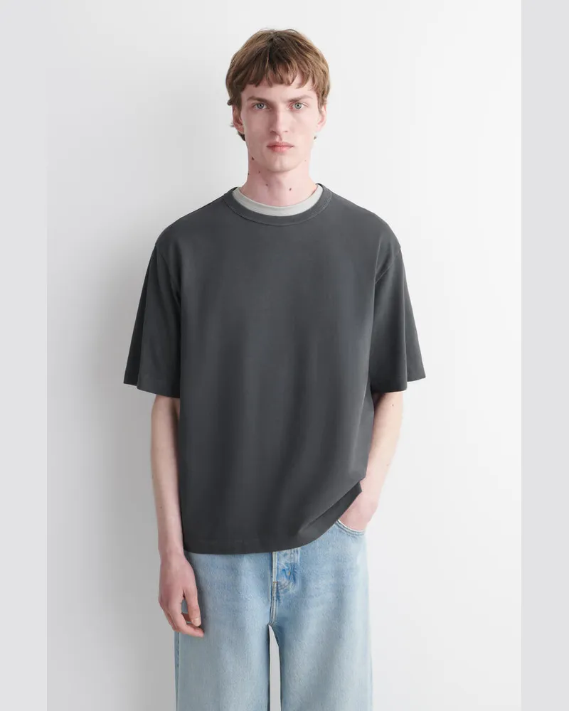 COS Lockeres T-Shirt Aus Vorgewaschener Baumwolle Grau
