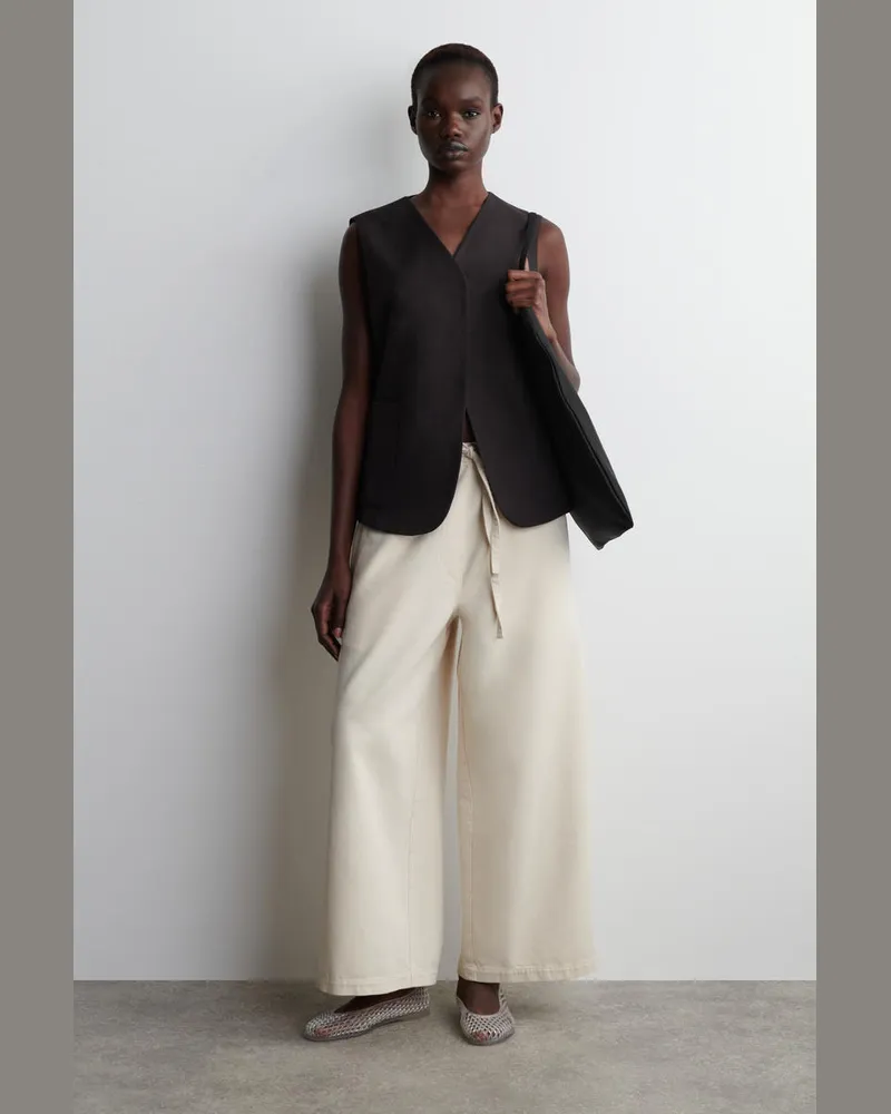 COS Verkürzte Hose Aus Denim Mit Weitem Bein Beige