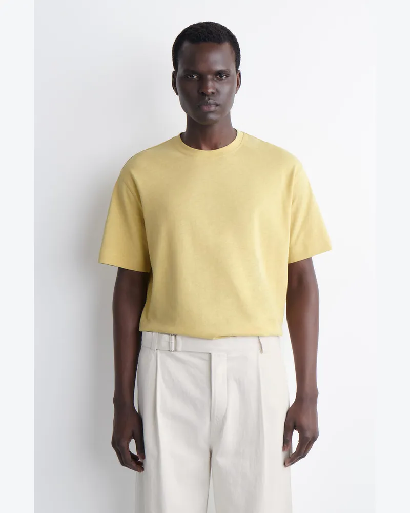 COS Lockeres T-Shirt Aus Baumwoll-Leinen-Mix Gelb