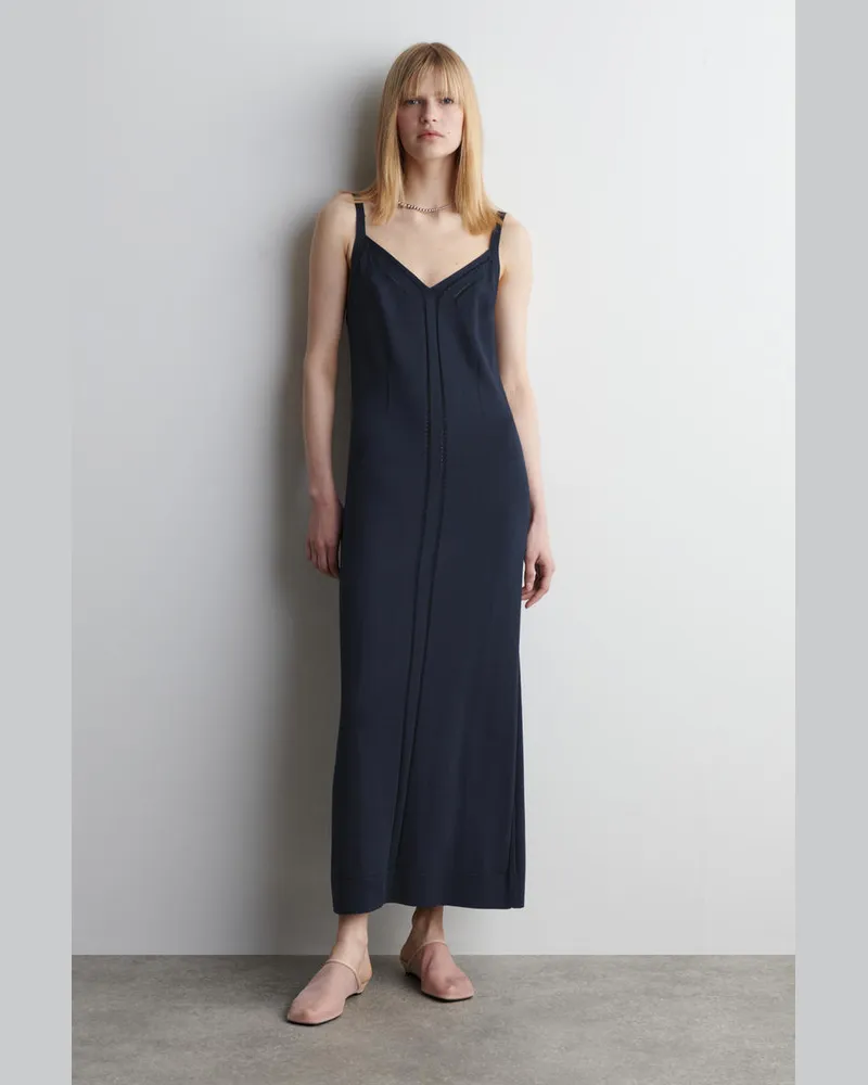 COS Gestricktes Slipdress In Midilänge Blau