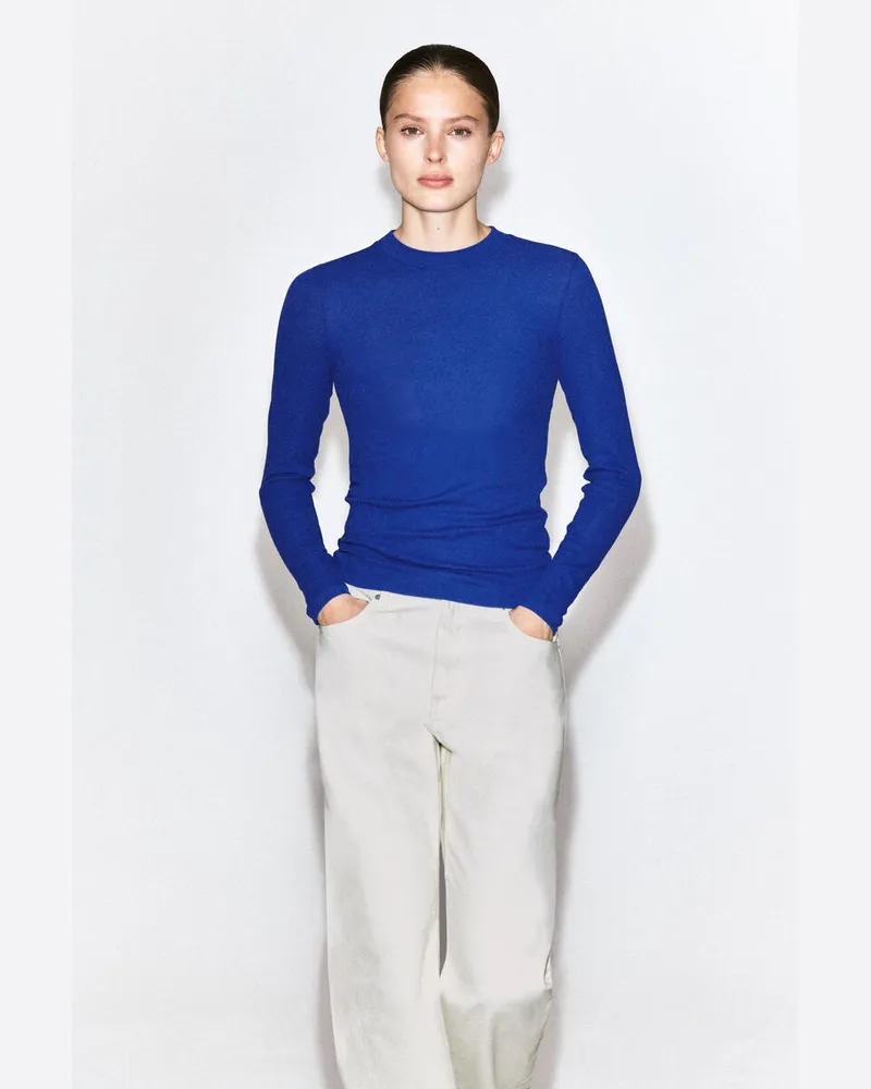 COS Langarmshirt Aus Crêpe-Jersey Blau