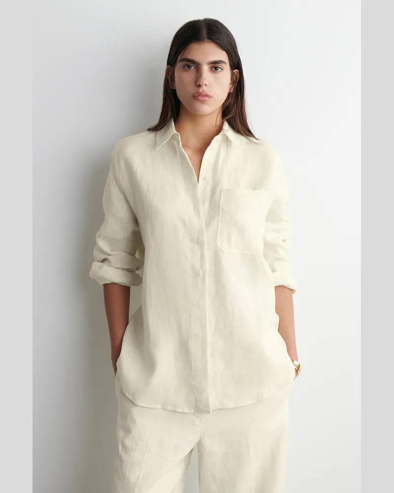 COS Oversized-Hemd Aus Leinen Gelb