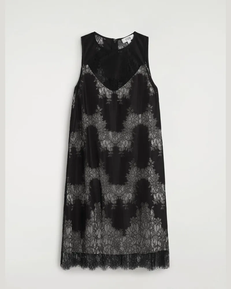 COS Ärmelloses Midikleid Aus Spitze Schwarz
