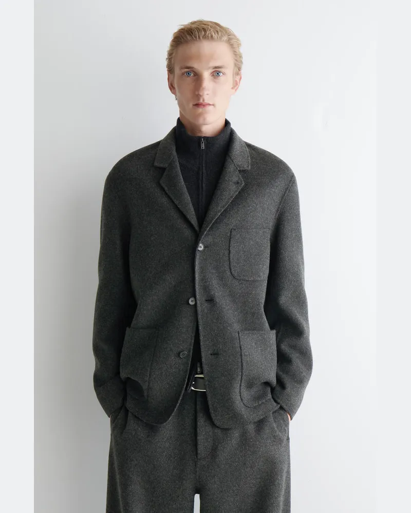COS Unstrukturierter Blazer Aus Woll-Mix Grau