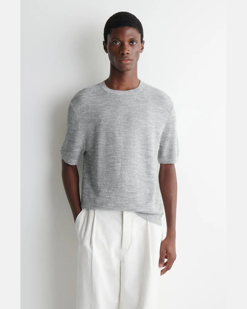COS Lockeres T-Shirt Aus Bouclé-Strick Grau