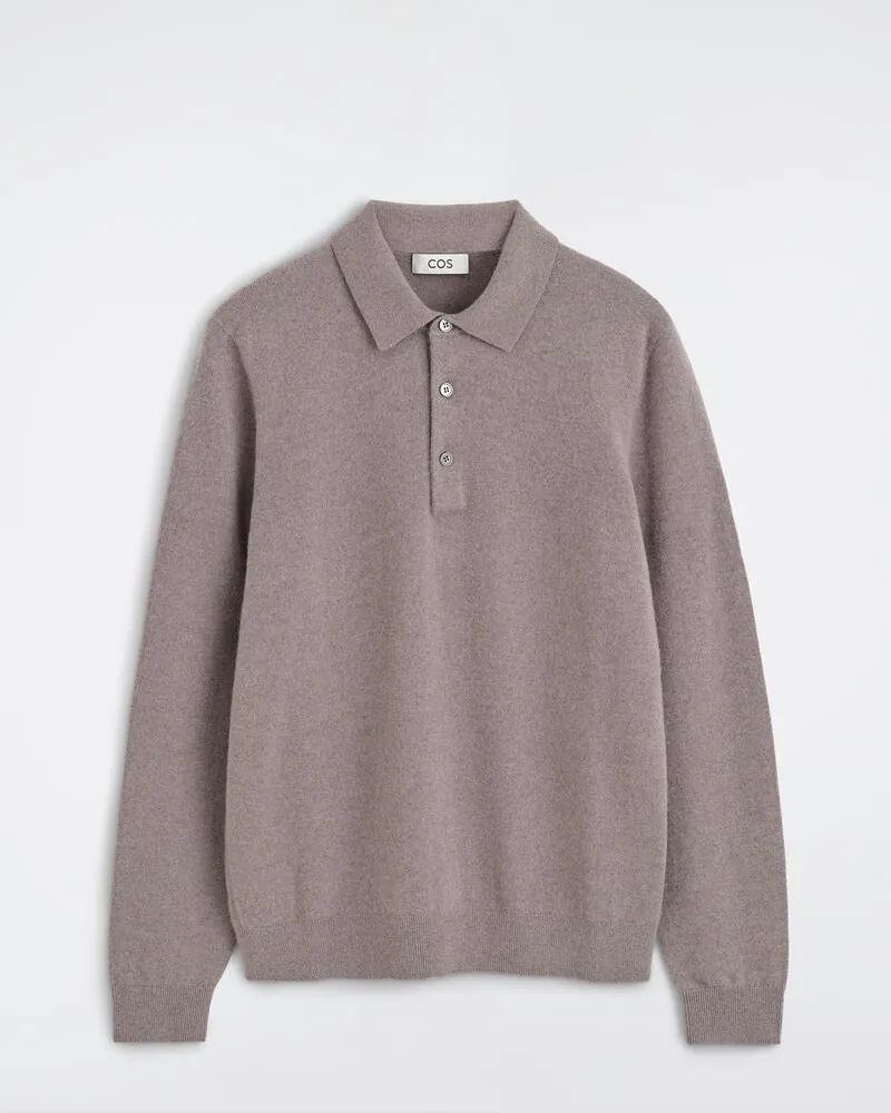 COS Polopullover Aus Kaschmir Grau