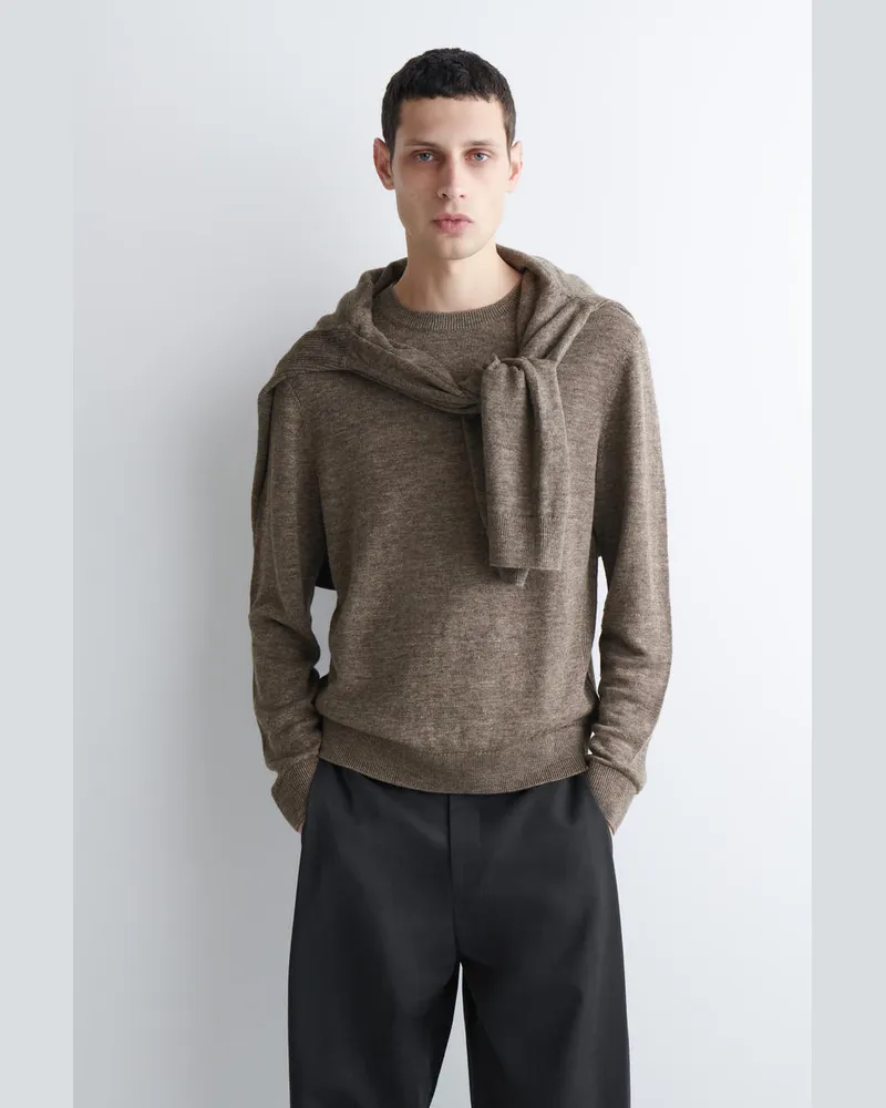 COS Strickpullover Aus Leinen Mit Rundhalsausschnitt Beige