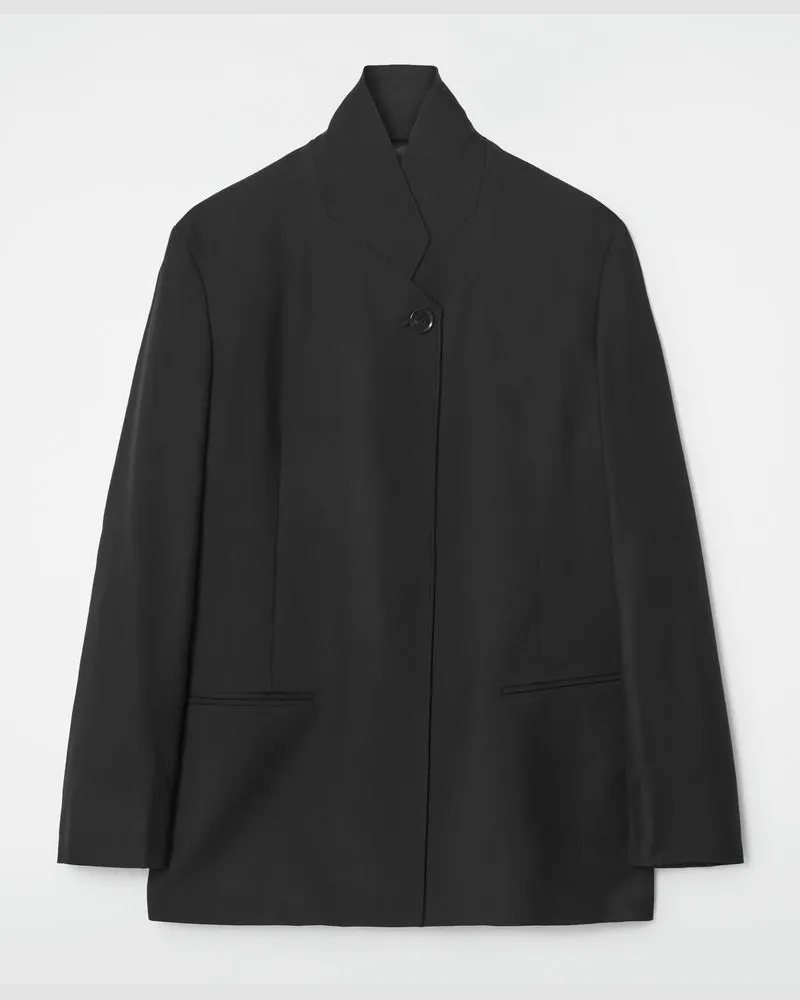 COS Blazer Aus Wolle Mit Stehkragen Schwarz