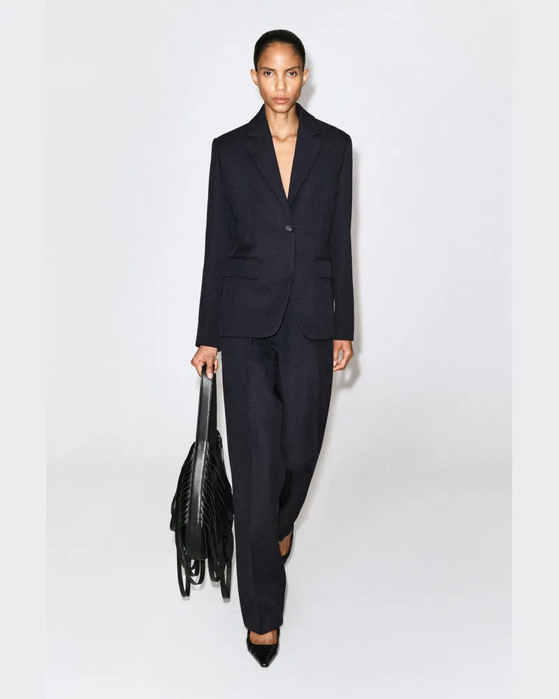 COS Elegante Hose Aus Wolle Mit Geradem Bein Blau