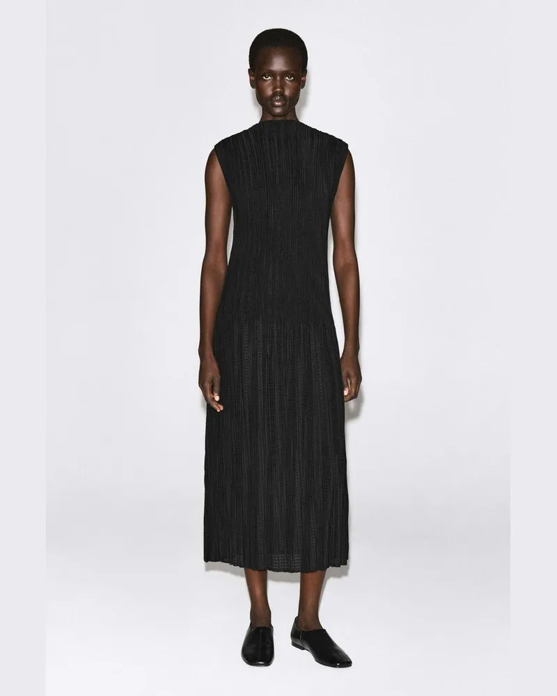 COS Ärmelloses Maxikleid Aus Jacquard Mit Falten Schwarz