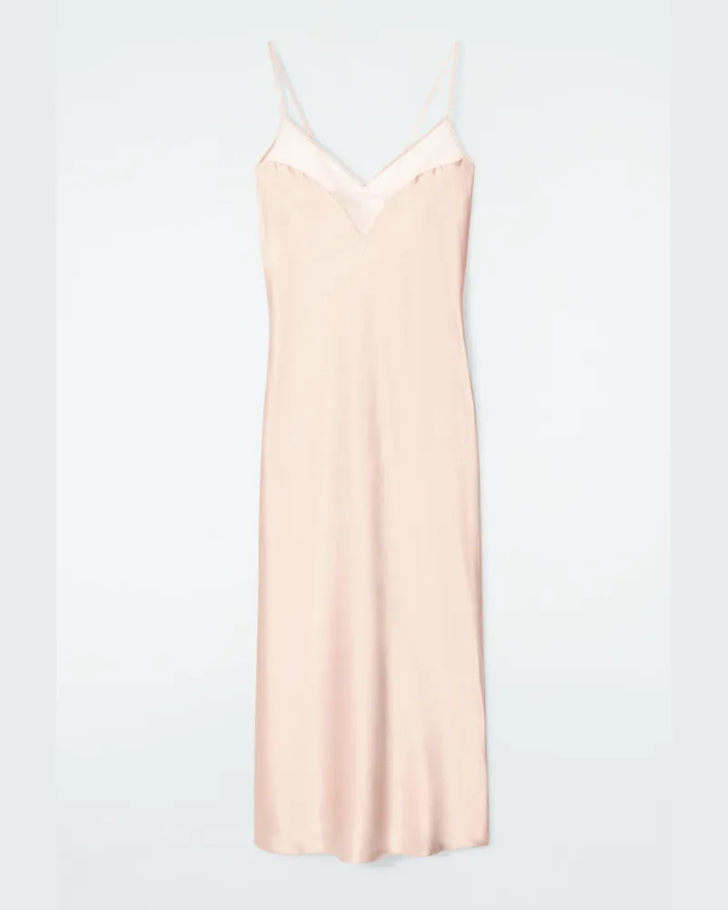 COS Slipdress Aus Seide Mit Durchscheinender Partie Rosa