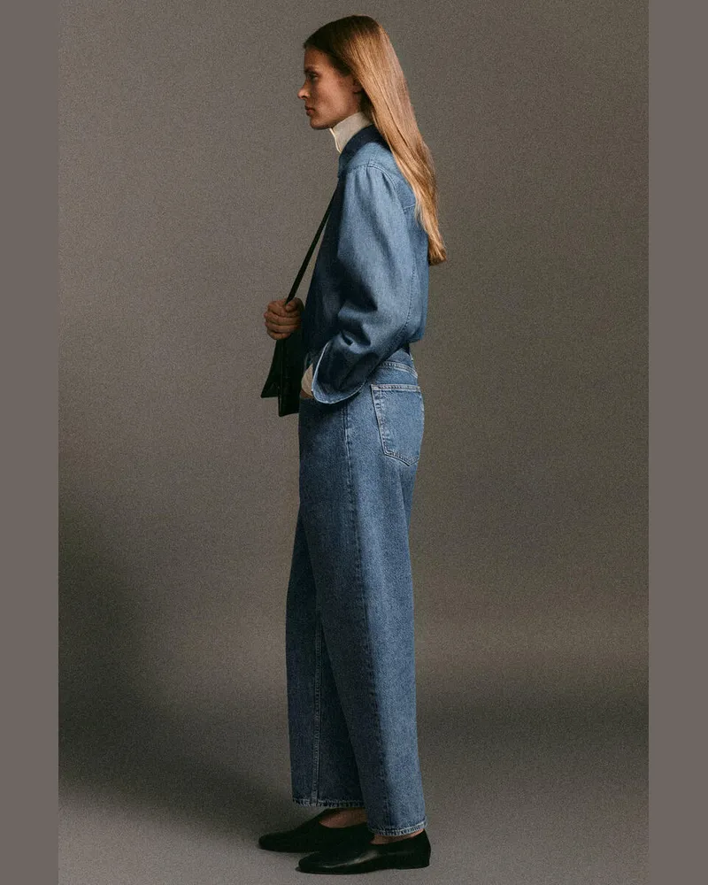COS Langes Jeanshemd Blau