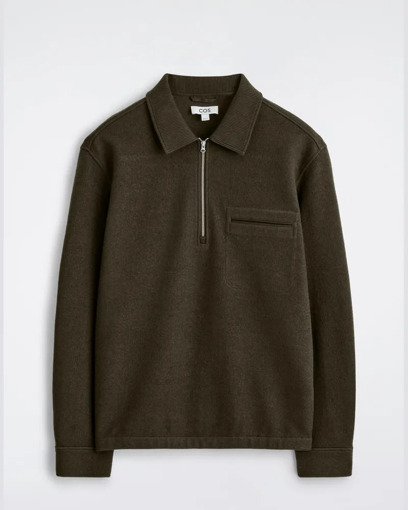 COS Polopullover Aus Kochwolle Mit Reissverschluss Grün