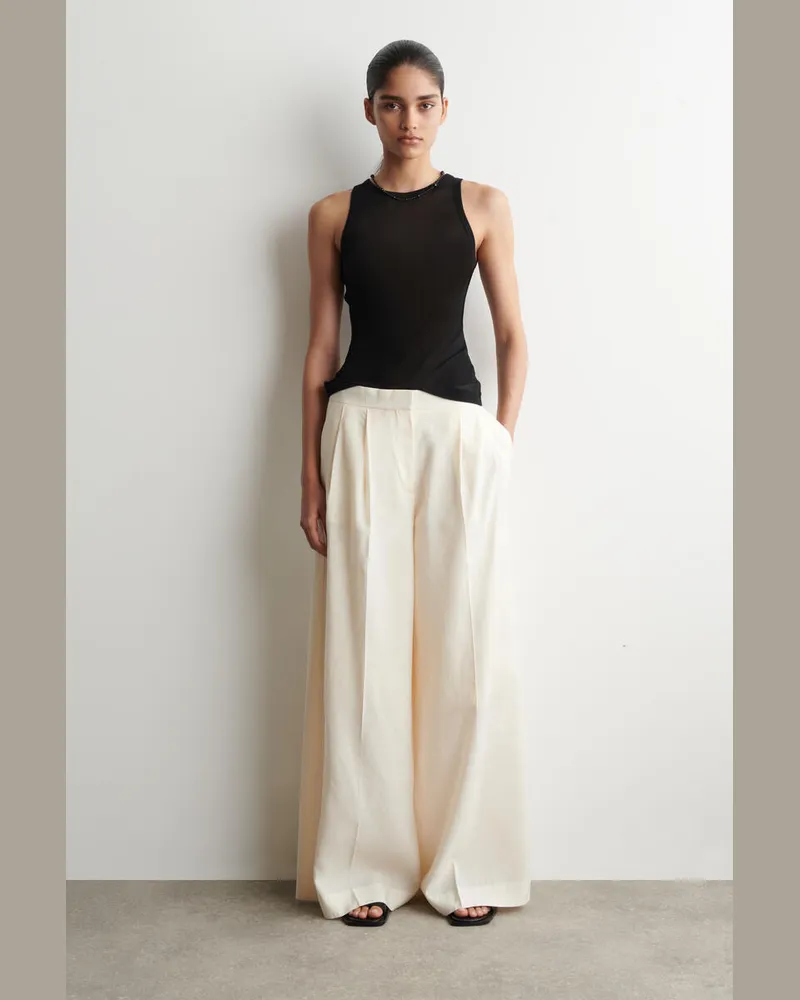 COS Hose Aus Modal Mit Weitem Bein Und Falten Weiß