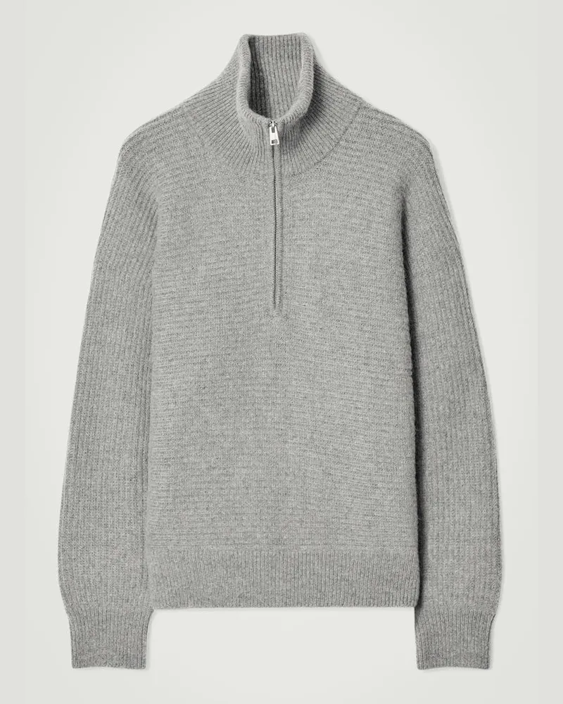 COS Oversized-Pullover Aus Alpakawolle Mit Stehkragen Grau