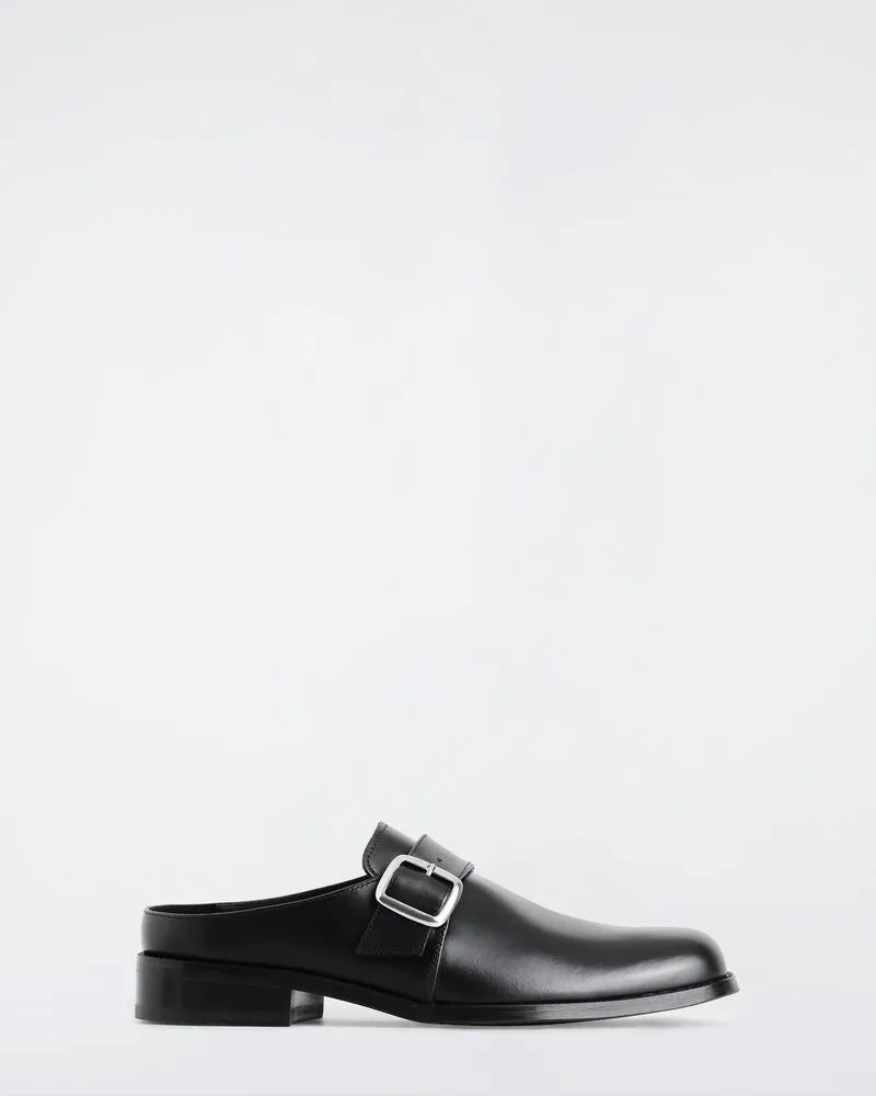 COS Mules Aus Leder Mit Schnalle Schwarz
