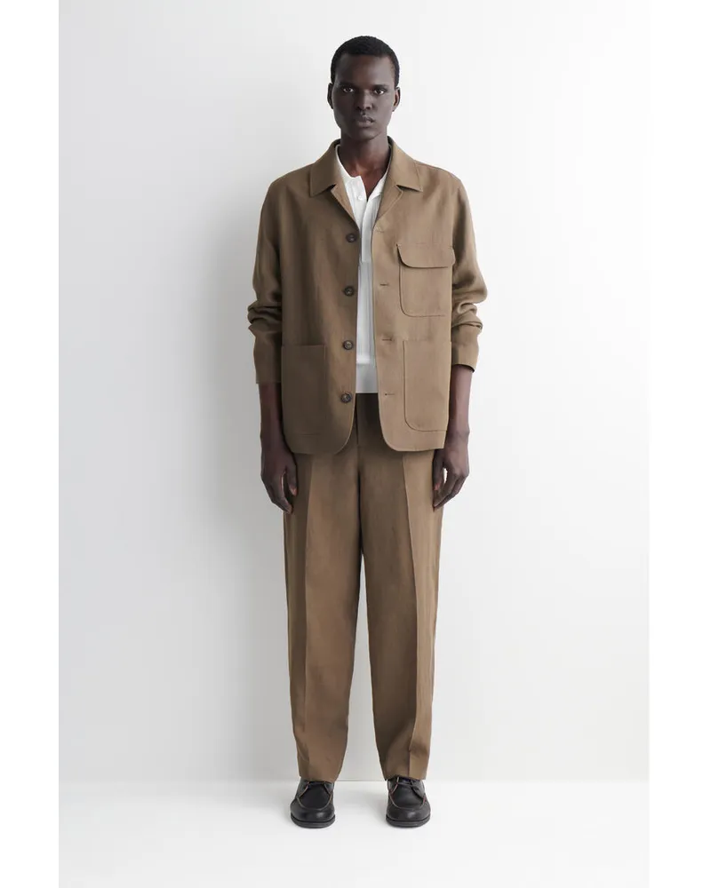 COS Schmal Zulaufende Leinenhose Mit Lockerer Passform Beige