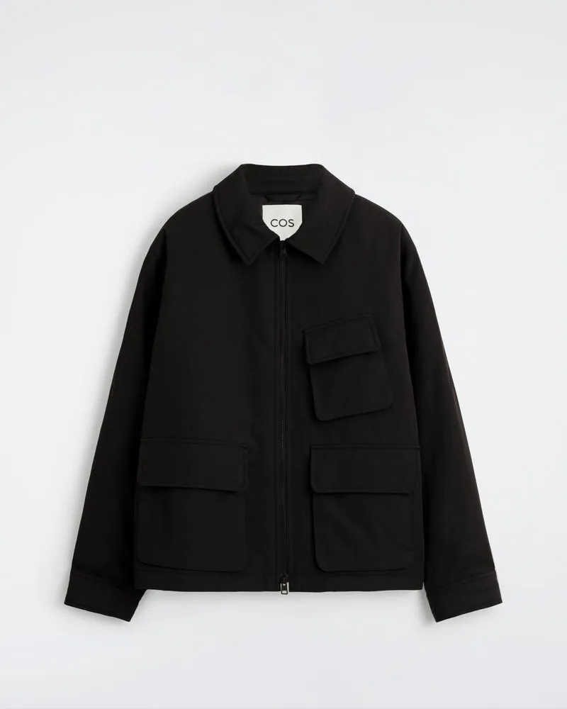 COS Gefütterte Harrington-Jacke Aus Nylon Schwarz