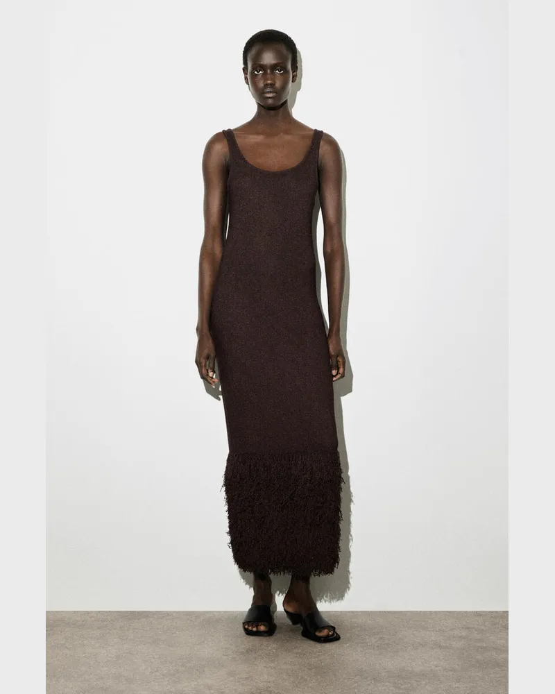 COS Gestricktes Column Dress Mit Fransensaum Braun