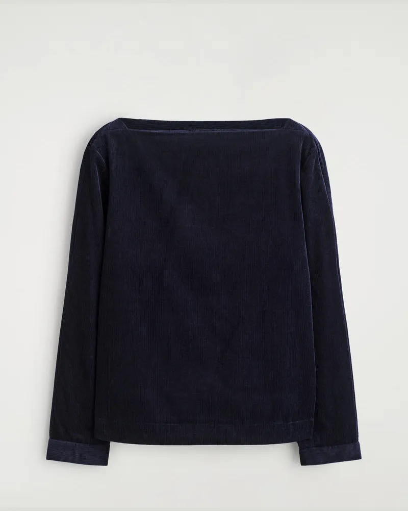 COS Oberteil Aus Cord Mit Geradem Ausschnitt Blau
