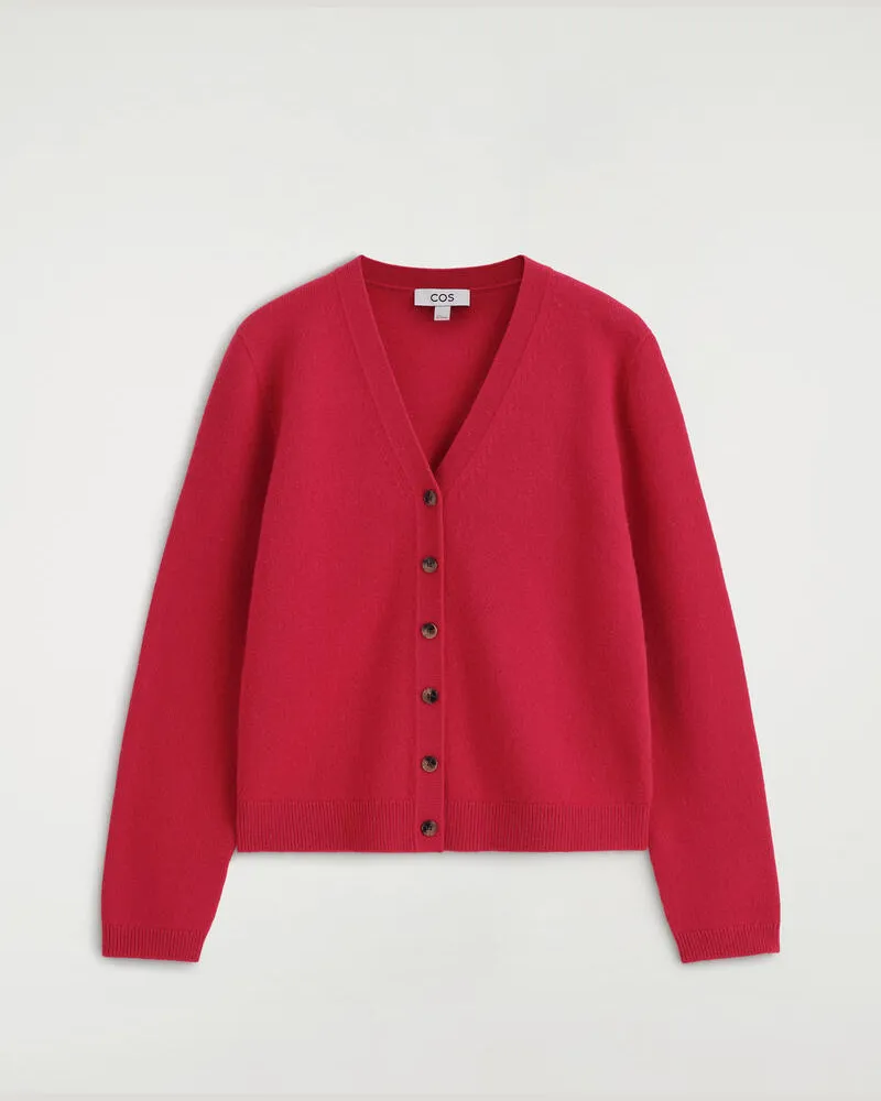 COS Strickjacke Aus Merinowolle Mit V-Ausschnitt Rot