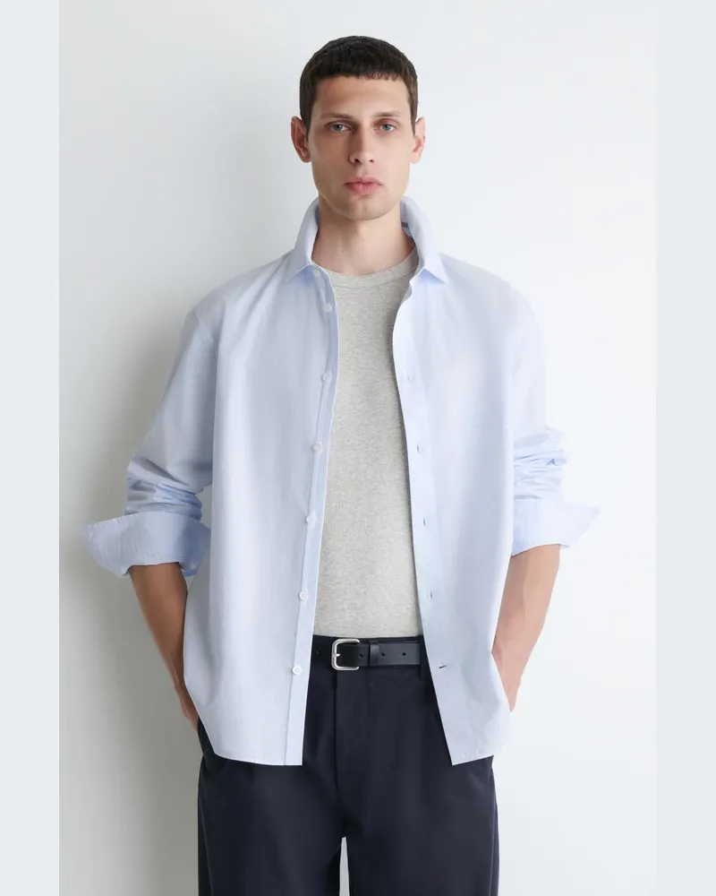 COS Lockeres Hemd Aus Baumwoll-Popeline Blau