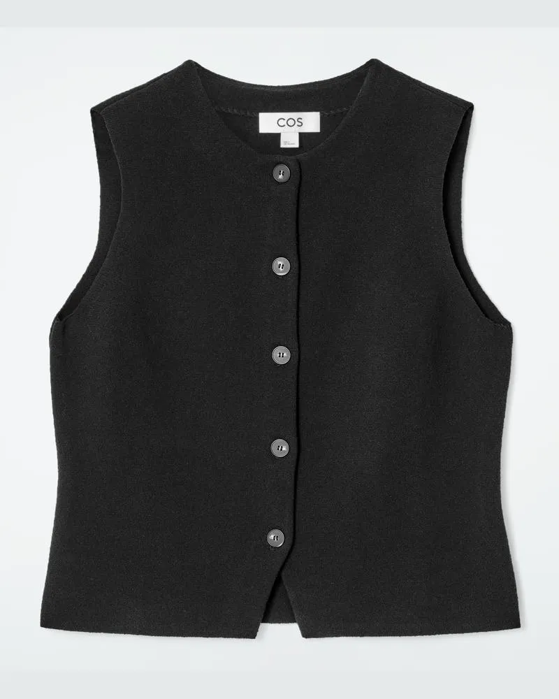 COS Gestrickte Weste Aus Baumwolle Schwarz