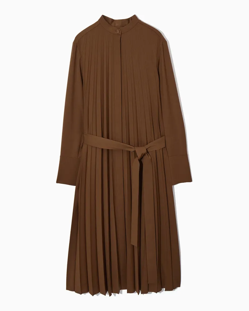 COS Hemdblusenkleid Aus Woll-Mix Mit Falten Braun
