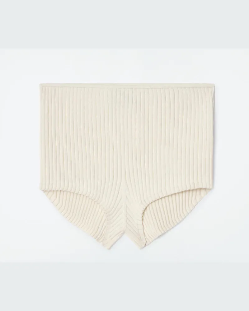 COS Gerippte Micro-Shorts Aus Seide Weiß