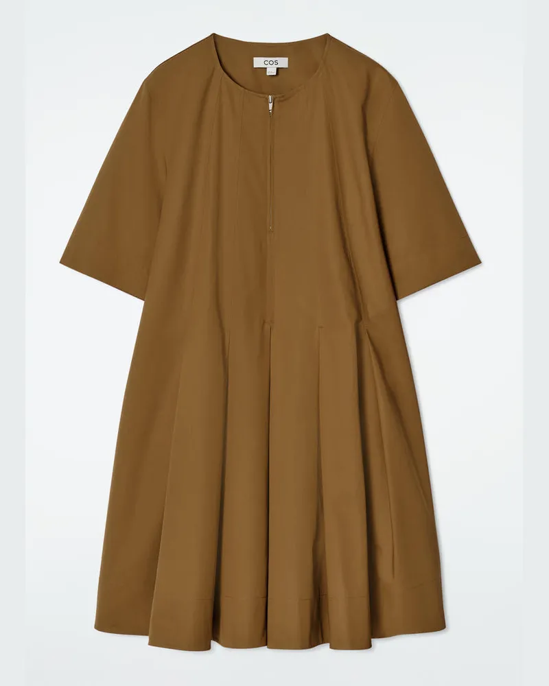 COS Minikleid Aus Baumwolle Mit Reissverschluss Beige
