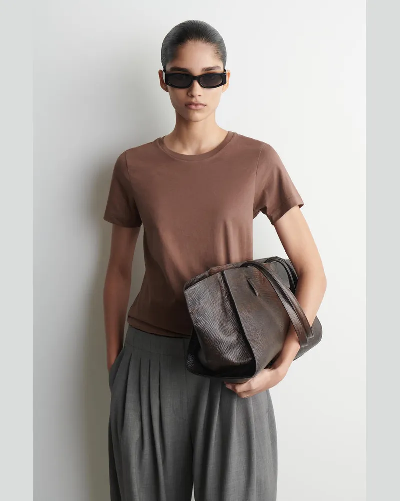 COS Baumwoll-T-Shirt Mit Rundhalsausschnitt Braun