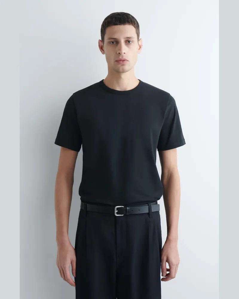 COS T-Shirt Aus Gebürsteter Baumwolle Schwarz