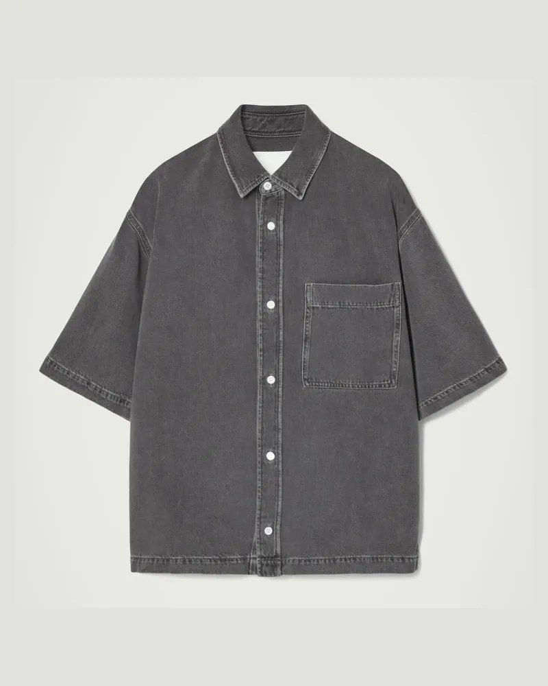 COS Oversized-Jeanshemd Mit Kurzen Ärmeln Grau