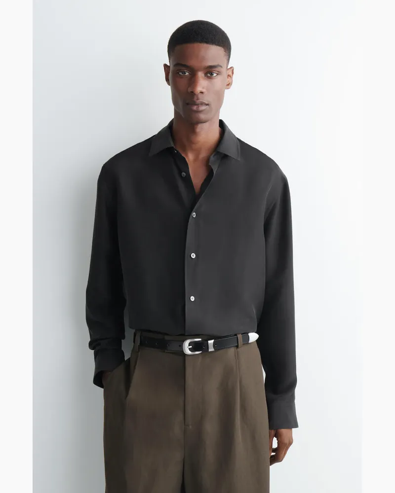 COS Lockeres Seidenhemd Schwarz