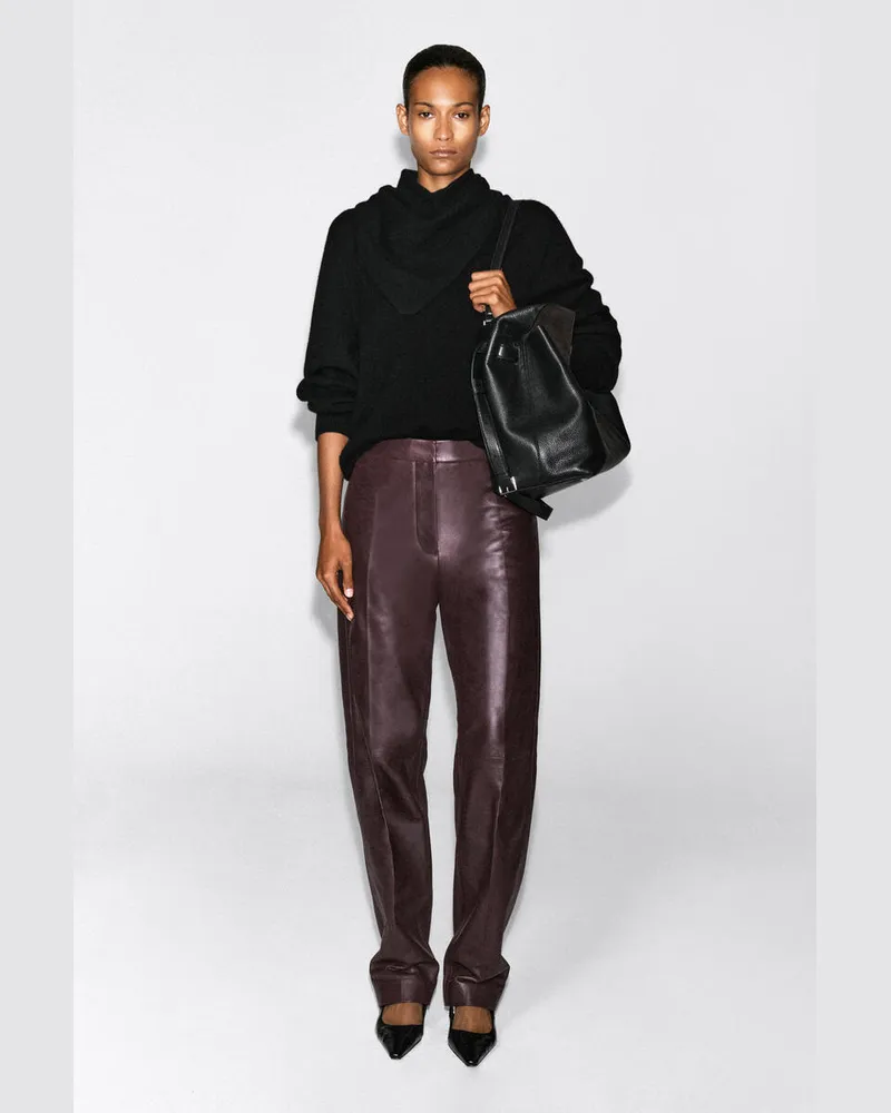 COS Hose Aus Leder Mit Geradem Bein Braun
