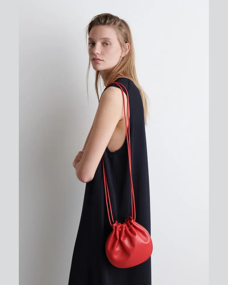 COS Beuteltasche Mit Raffungen - Leder Rot